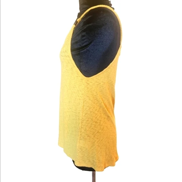 Ginger G Yellow Ribbed Sleeveless Women's Tank Top - Picture 6 of 7